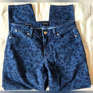 Talbots Women's Leopard Print Blue Skinny Jeans Size 2 Petite